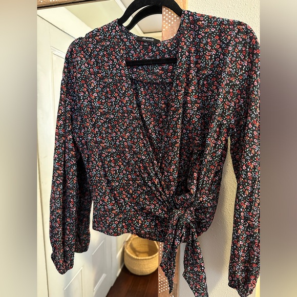 Madewell floral print slim wrap top - Picture 2 of 4